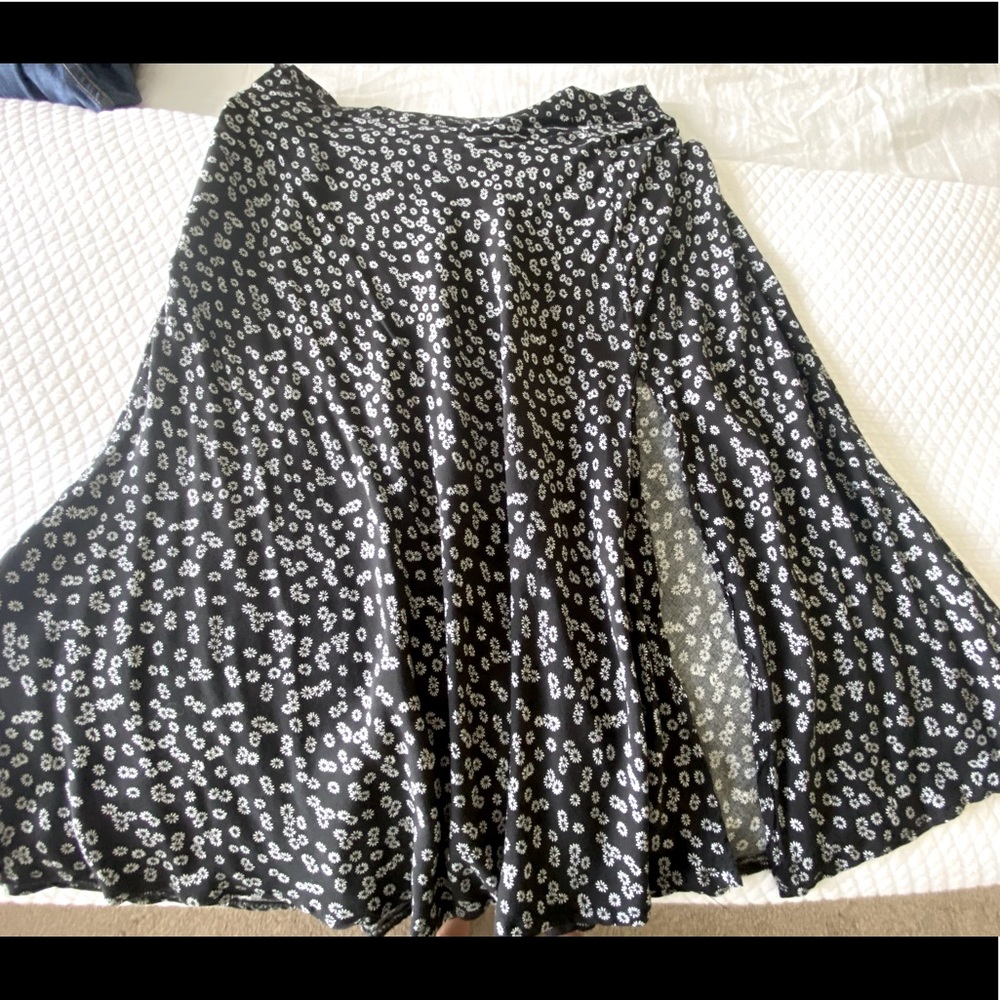 Black Floral Skirt with front Slit
